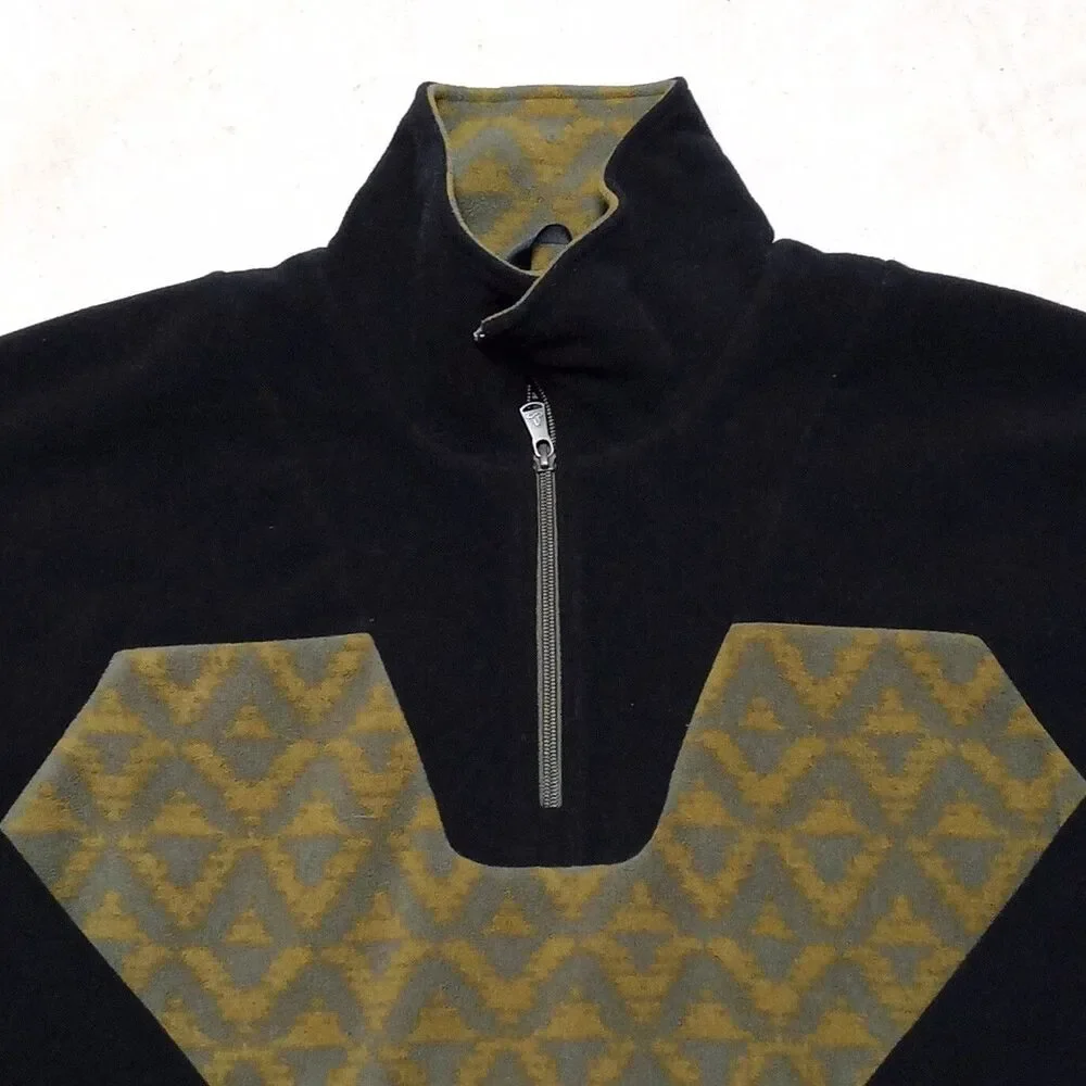 PrAna Arnu Green Black Pullover 1/4 Zip Fleece Sweater Jacket Mens Size Large